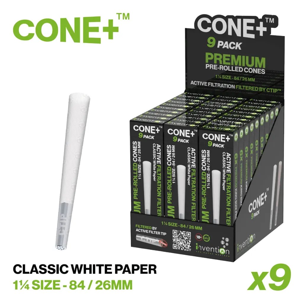 CONE+ 1 ¼ Size - Classic White 9-pack